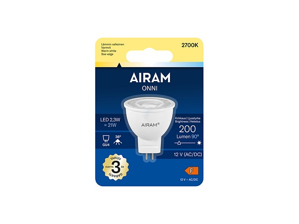 Airam Onni kohdelamppu  MR11    GU4 12V 2700K   225lm/440cd