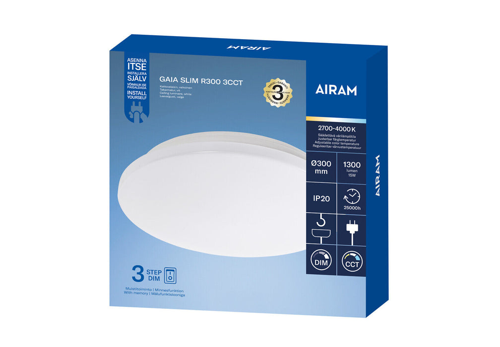 Airam Gaia kattovalaisin 3-Step-DIM + CCT  15 W