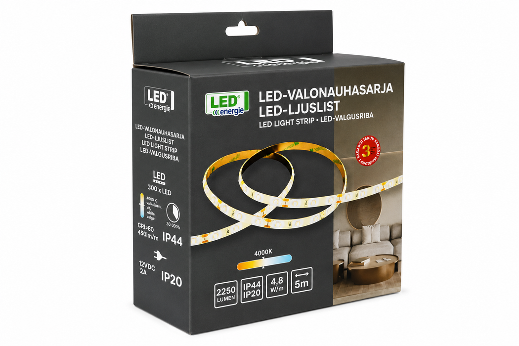 Valonauhasarja 5m 24W 2250lm 4000K IP20/IP44