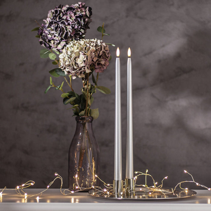 Flamme Metal LED-antiikkikynttilä 39 cm hopea 2kpl/pak