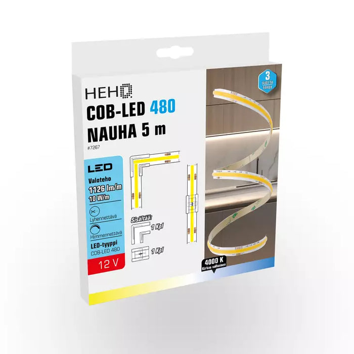 COB-LED 480 NAUHA 5 m,  1126 lm/m, 10 W/m,   4000 K, 12 V