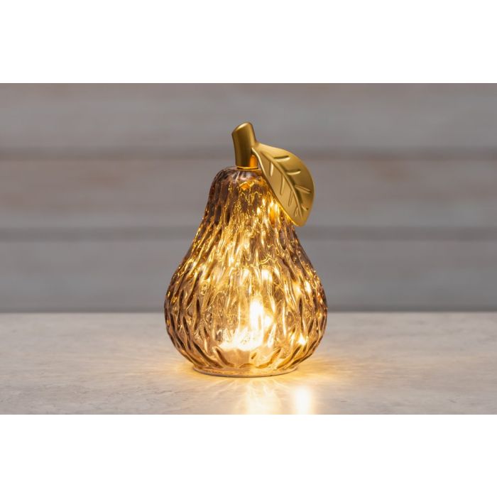 Lasi päärynä LED-valoilla 18 cm Amarant Luumu
