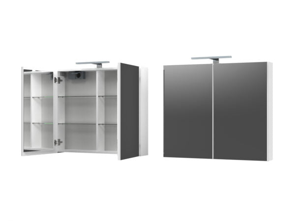 CREA Peilikaappi 80cm valkoinen, IP44, ledvalaisin ja pistorasia