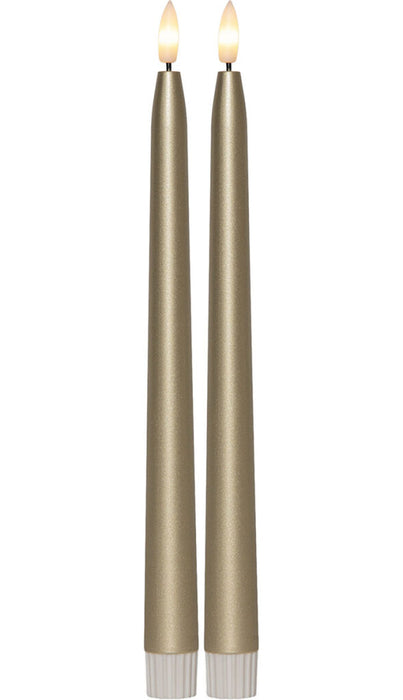 Flamme Metal LED-antiikkikynttilä 28,5 cm kulta 2 kpl/pak