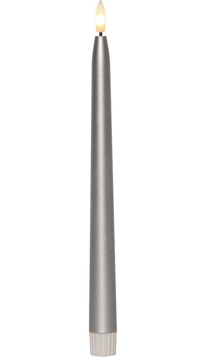 Flamme Metal LED-antiikkikynttilä 28,5 cm hopea 2pl/pak