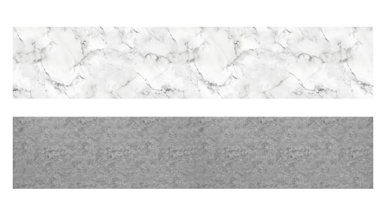 Kaksipuoleinen alumiinikomposiittilevy valkoinen marmori | tumma sementti 3010 x 610 x 3 mm,