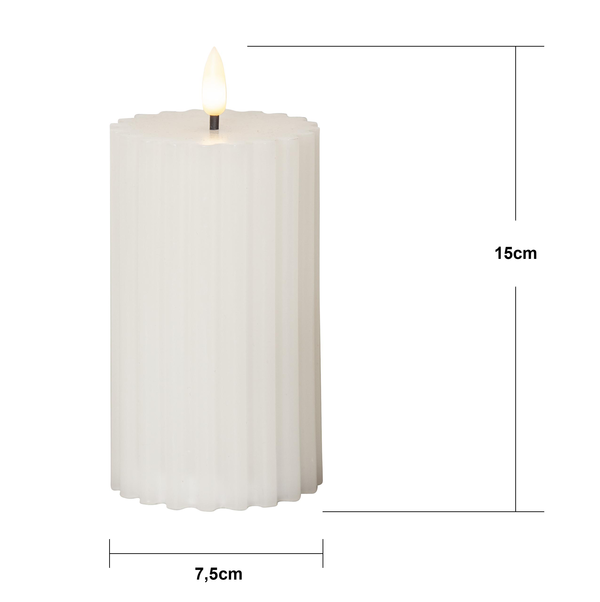 Flamme Stripe LED-pöytäkynttilä 15 cm valkoinen