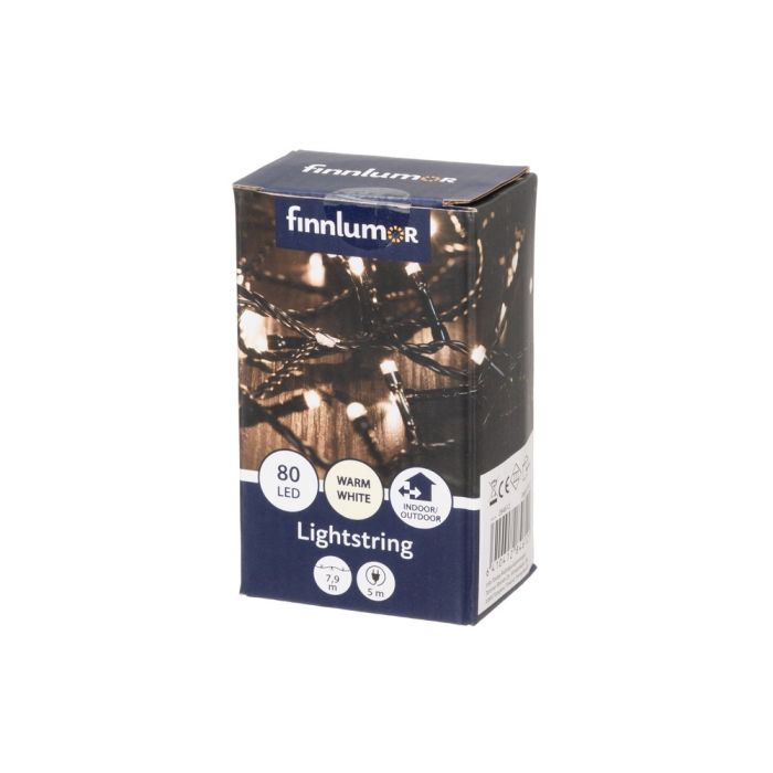 Led-valosarja 80-os lämmin valkoinen musta johto IP 44