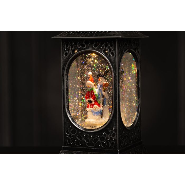 LED-Koristevalo Lumisadelyhty joulupukki ja lumiukko 28 cm