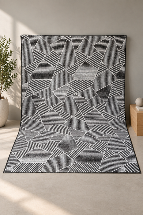 Ventura sileäksikudottu keskilattiamatto 190 x 275 cm musta