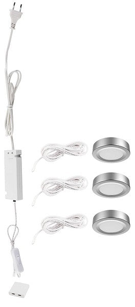 Airam Auri alasvalosarja 3-set hopea 3W uppo/pinta asennus