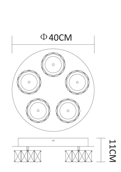 AMUR Kristallivalaisin Kromi   Halk   400mm   40 W