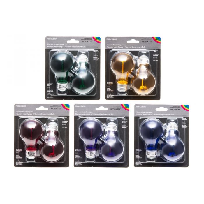 Varalamppu Filament 36V E27 2 kpl/ pak  värillinen