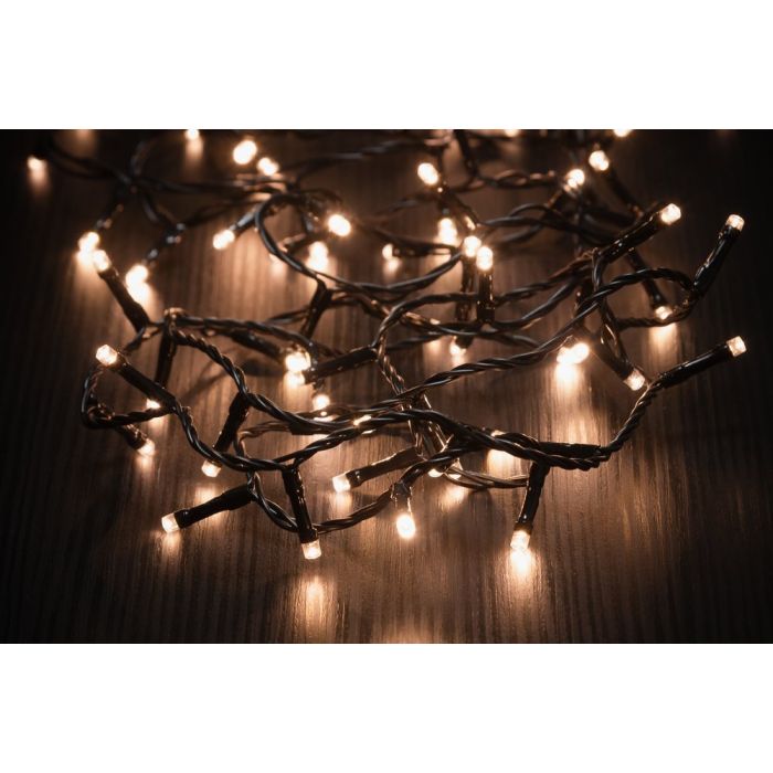 Valoketju 600 LED lämmin valkoinen musta johto