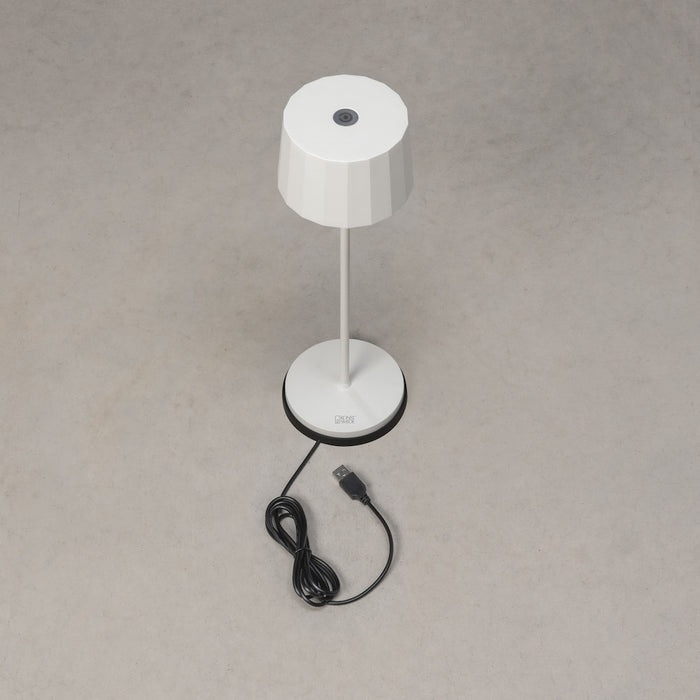 Konstsmide Positano LED pöytävalaisin valkoinen USB, himmennettävä 7813-250